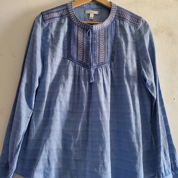 J. Crew Tops - J. Crew Light Blue Embroidered Top